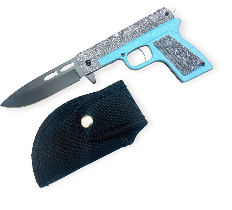 Tiger-USA Pistol Spring Assisted Knife Teal