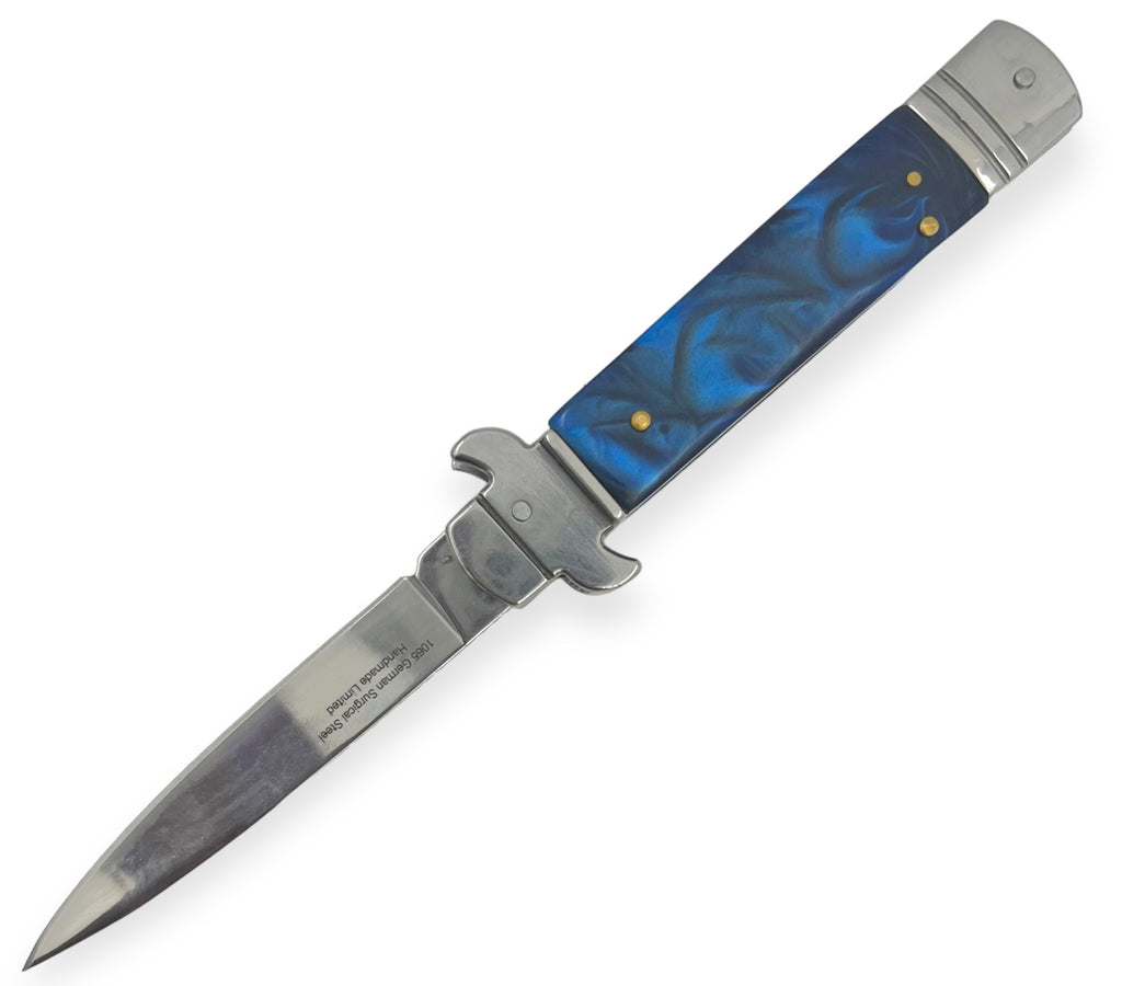 Folding Knife BLUE Pearl Handle