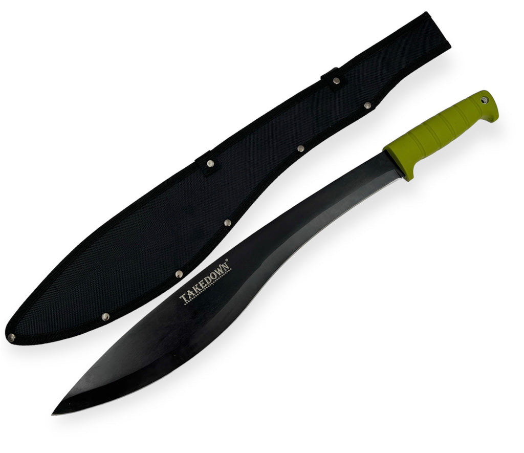 21 Inch Takedown® Undead Slayer Colima Machete 5.5mm Thick Blade Green  Handle