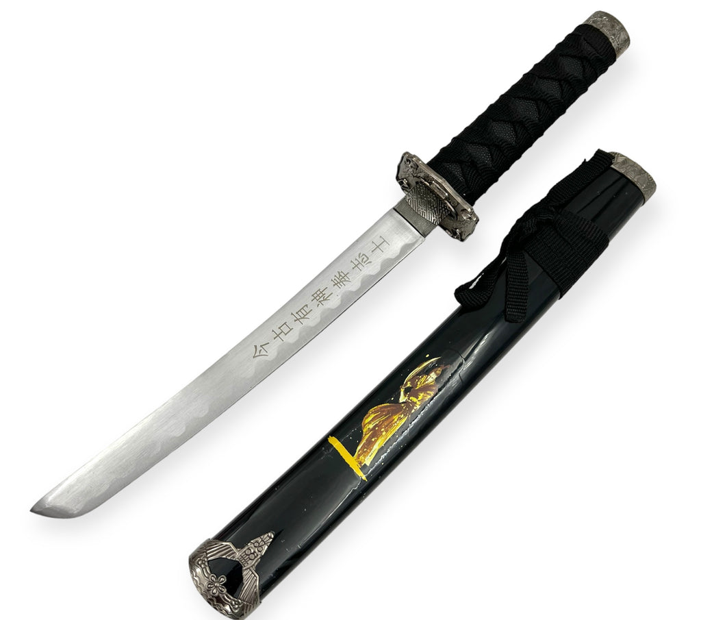 Decorative 3PC  Sword Set W stand Black    (Gold Drogon)