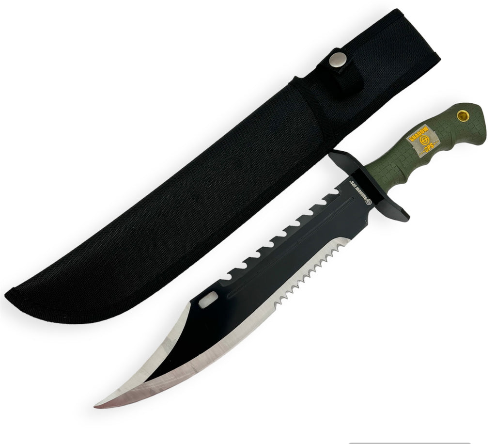 Shadow Ops® Tactical knife B/S blade Green Handle