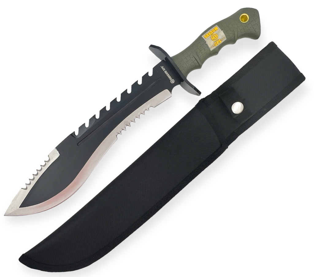 Shadow Ops® Tactical Knife B/S Blade Green Handle