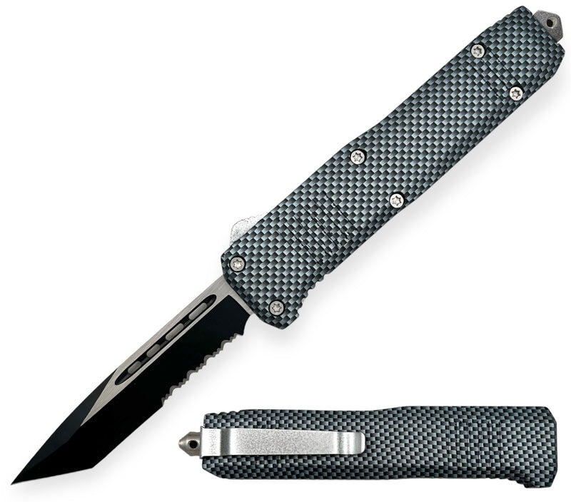 OTF Knife Tanto Blade carbon Fiber
