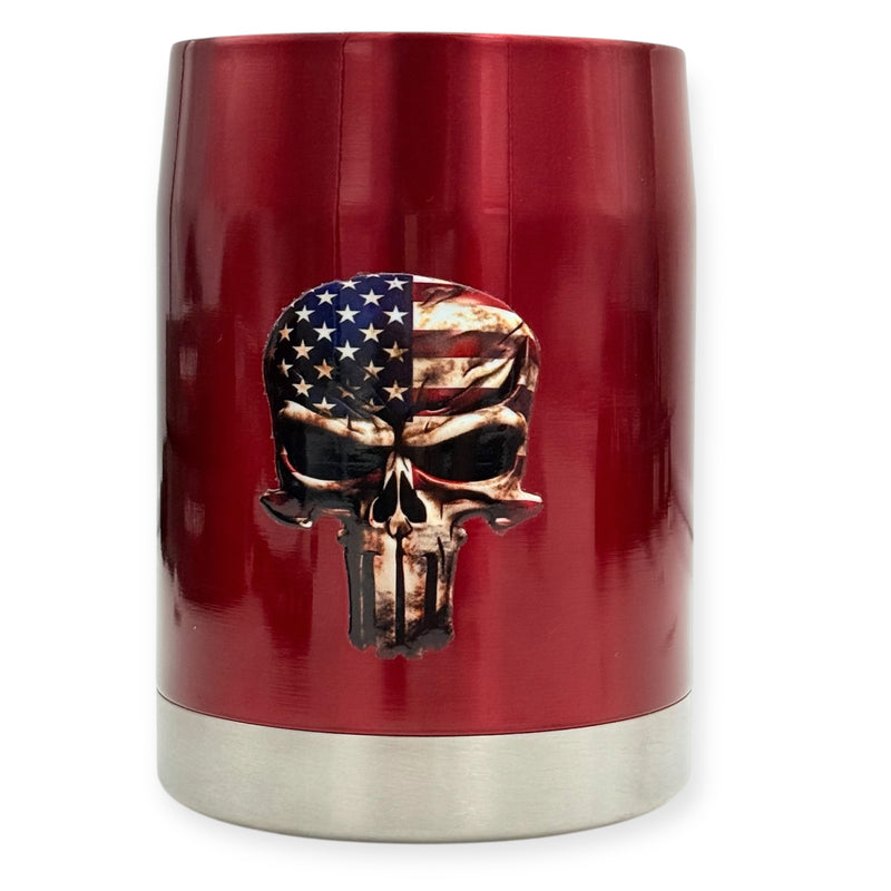 Coolie Lowball Tumbler Red Color American Skull