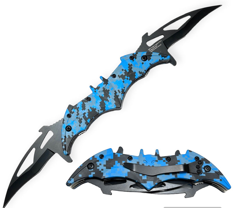 Tiger USA Dual Blade Spring Action Knife Blue  Camo