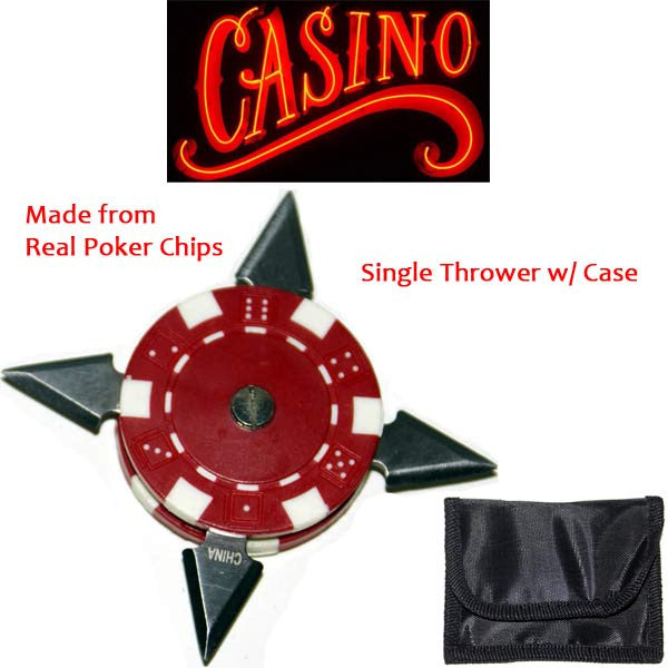 2.5 Inch Casino Poker Chip Throwing Star- Red- With Case, , Panther Trading Company- Panther Wholesale