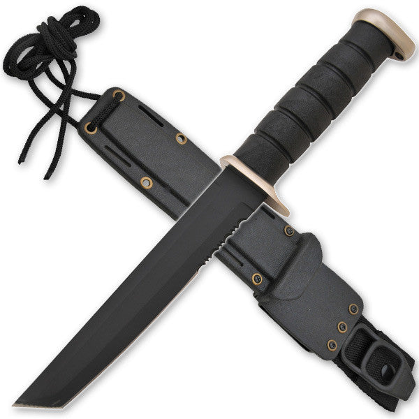 Hand To Hand Combat Military Knife W/ Free Hard Sheath (Serrated), , Panther Trading Company- Panther Wholesale