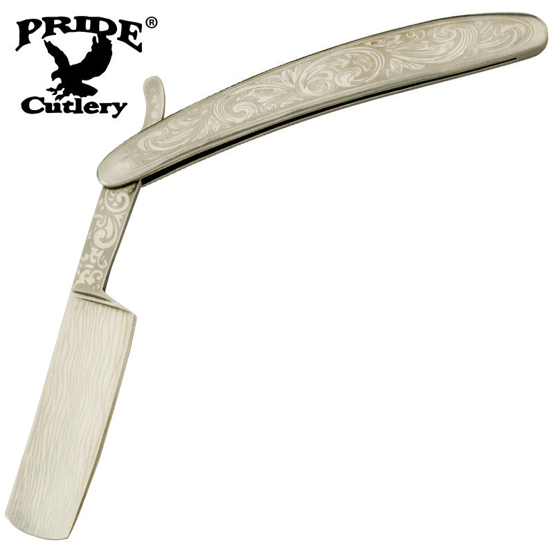 10 Inch Pride Cutlery Straight Razor - Engraved Style, , Panther Trading Company- Panther Wholesale