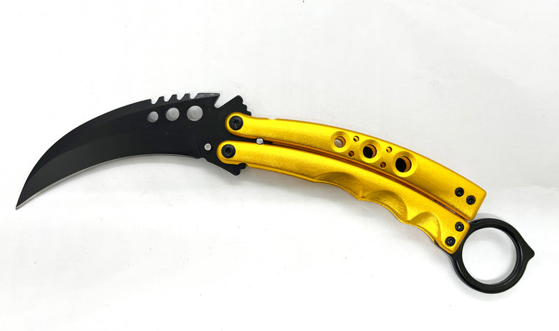 8.5 Inch Tiger-USA  Karambit Butterfly   - GOLD