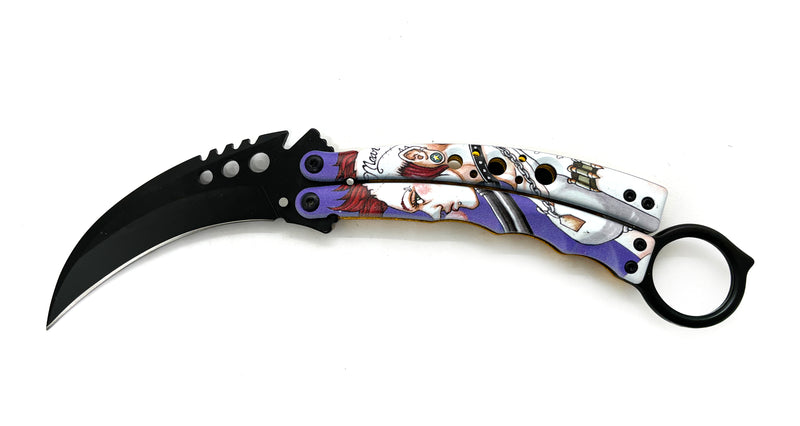 8.5 Inch Tiger-USA  Karambit Butterfly   - Purple Mean Bitch