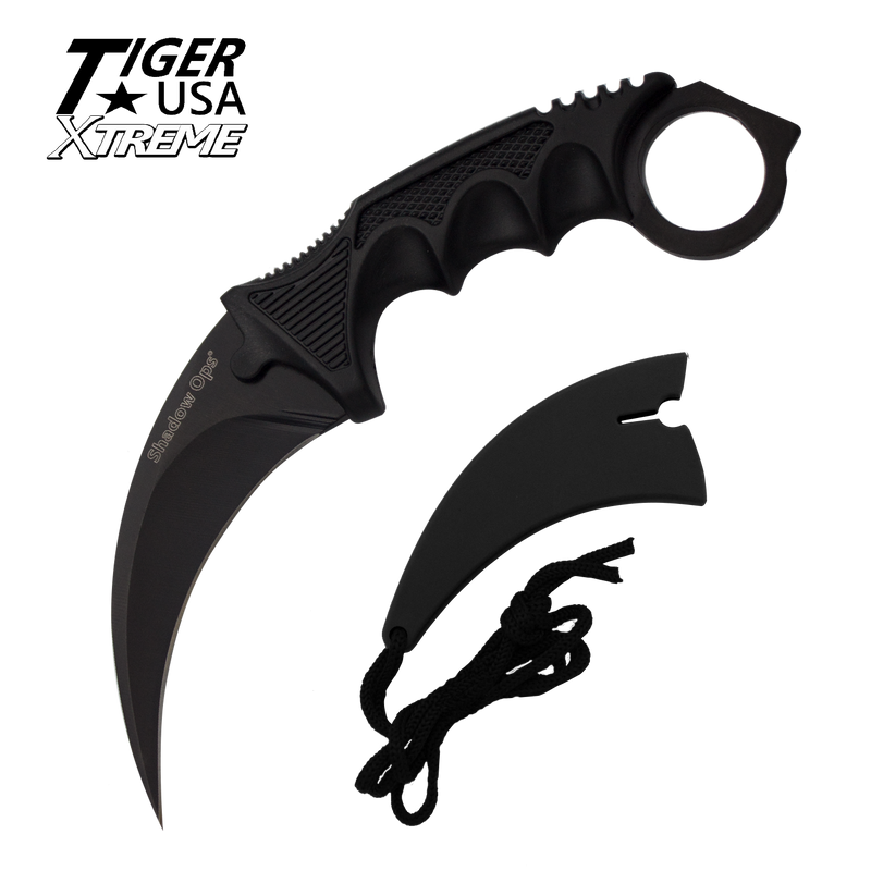 Karambit Ranger-Black Fixed Blade Neck Knife with Sheath, , Panther Trading Company- Panther Wholesale