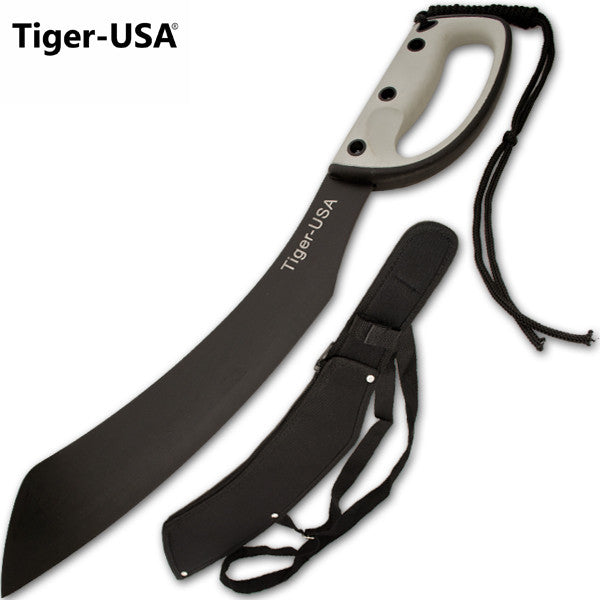 Tiger-USA Jason Style Survival Machete Full Tang With Grey Handle, , Panther Trading Company- Panther Wholesale