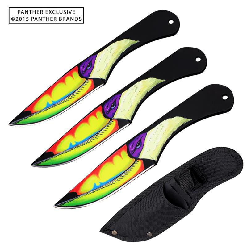 8.5 Inch 3 Pc Toucan Throwing Knife Set (Panther Exclusive), , Panther Trading Company- Panther Wholesale