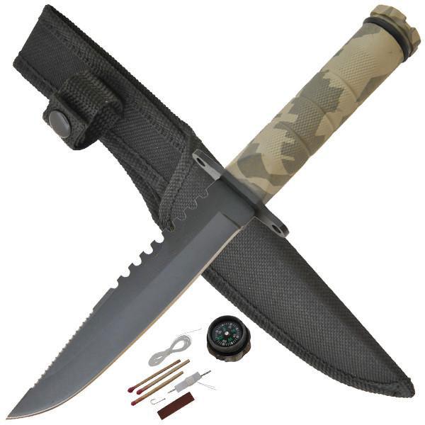 Tantical Jungle king®Survival Knife W/Case cammo