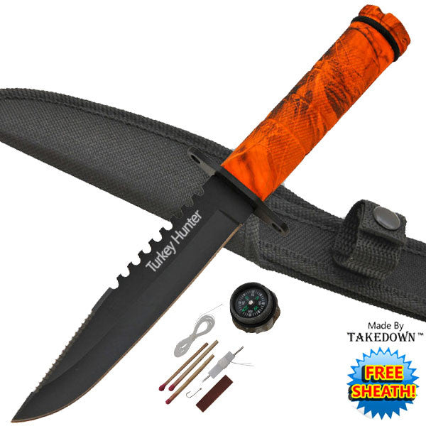 Camo Survival Knife - Turkey Hunter, , Panther Trading Company- Panther Wholesale