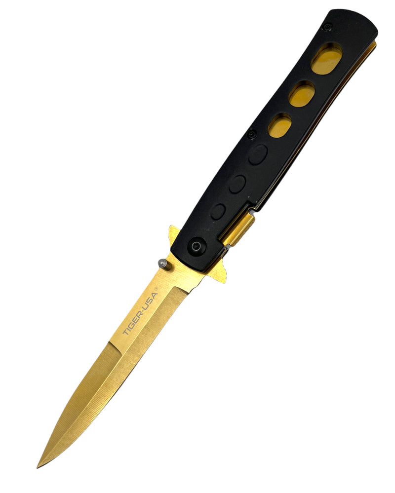 Tiger-USA® folding BLACK and GOLD knife