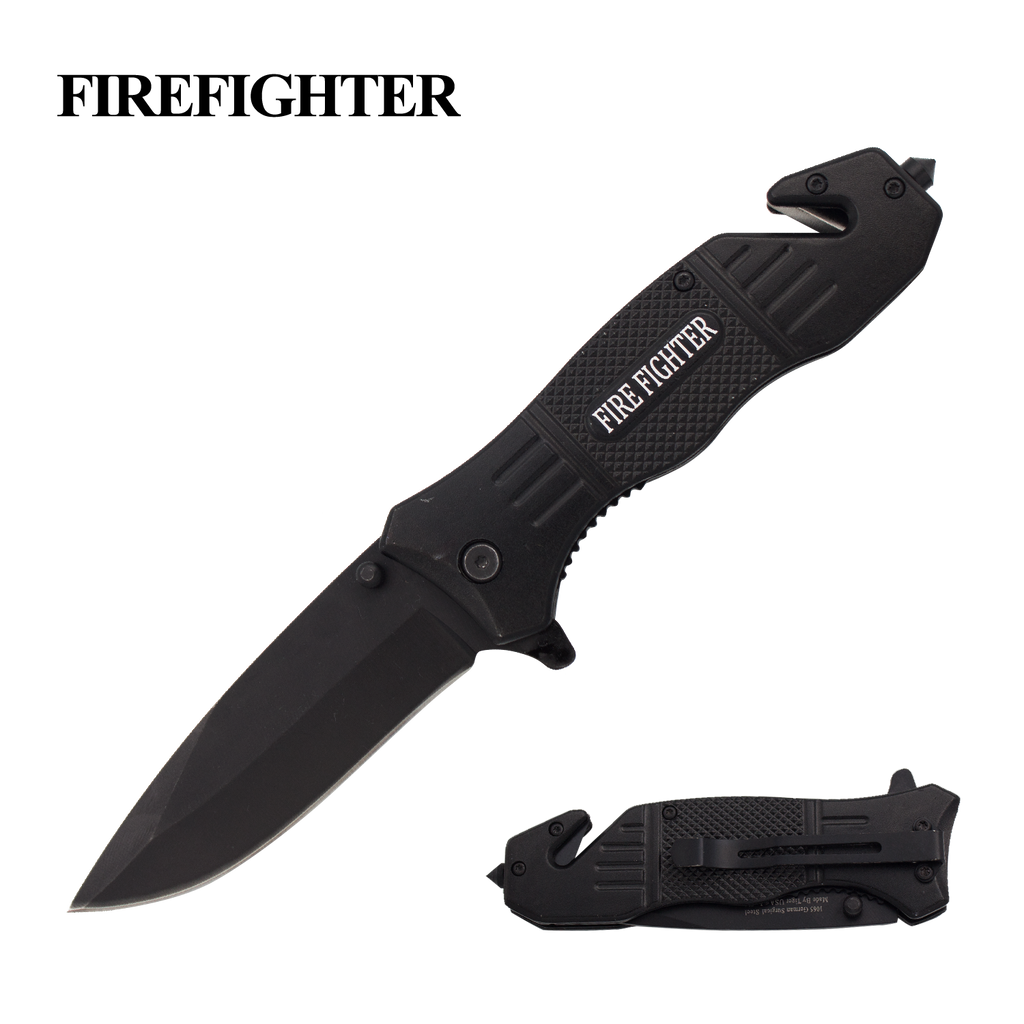 PSO-Firefighter Trigger Action Liner Lock Drop Point Blade Knife, , Panther Trading Company- Panther Wholesale