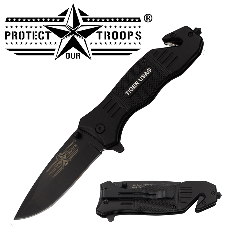 Protect Our Troops Action Liner Lock Drop Point Blade Knife, , Panther Trading Company- Panther Wholesale