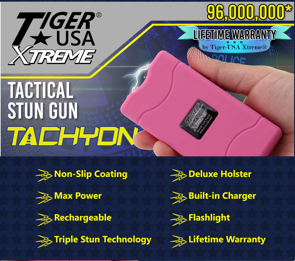 Tiger-USA Xtreme® 96 Mill Pink Rechargeable Stun Gun & Flash Light