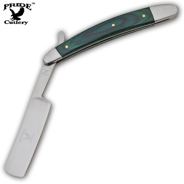 10 Inch Pride Cutlery Straight Razor - Green Wood, , Panther Trading Company- Panther Wholesale