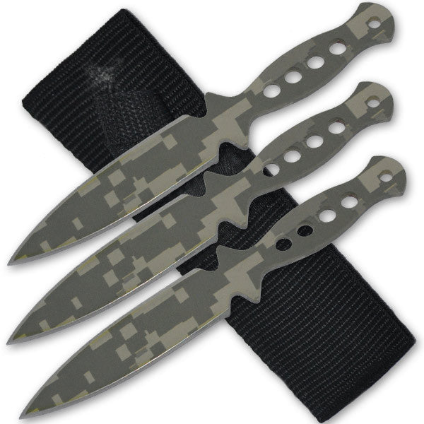 Three 6 Inch Tiger Throwing Knives - Camo 1, , Panther Trading Company- Panther Wholesale