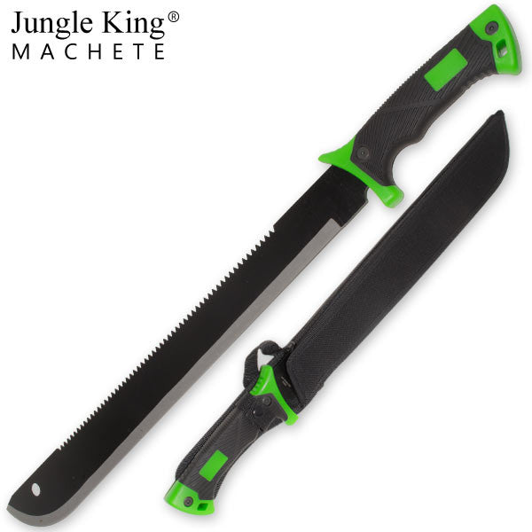24.75 Inch Jungle King Machete Undead Green Rubber Grip Handle, , Panther Trading Company- Panther Wholesale