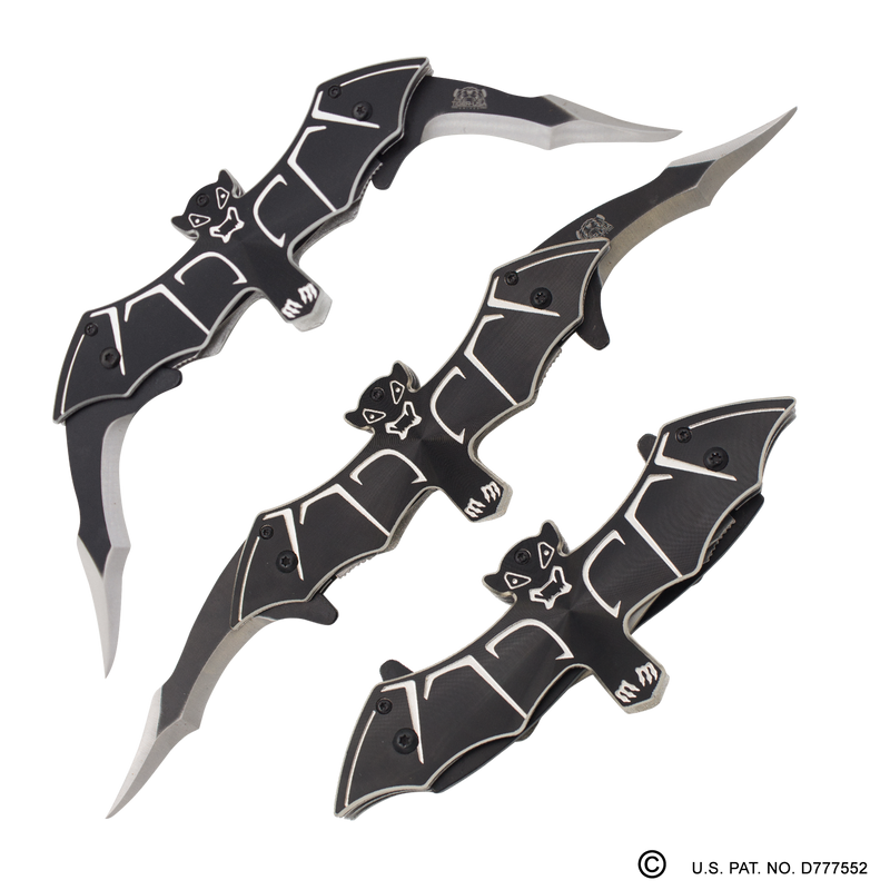 10.5 Inch Bat Knife Black Folding Knife, , Panther Trading Company- Panther Wholesale