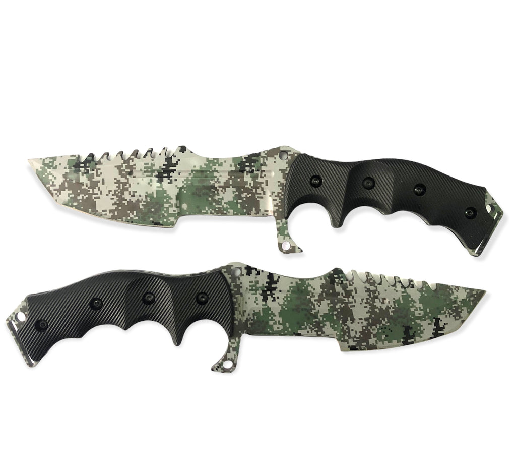 Tanto Blade jungle King tactial knife  with case CAMO BLACK HANDLE