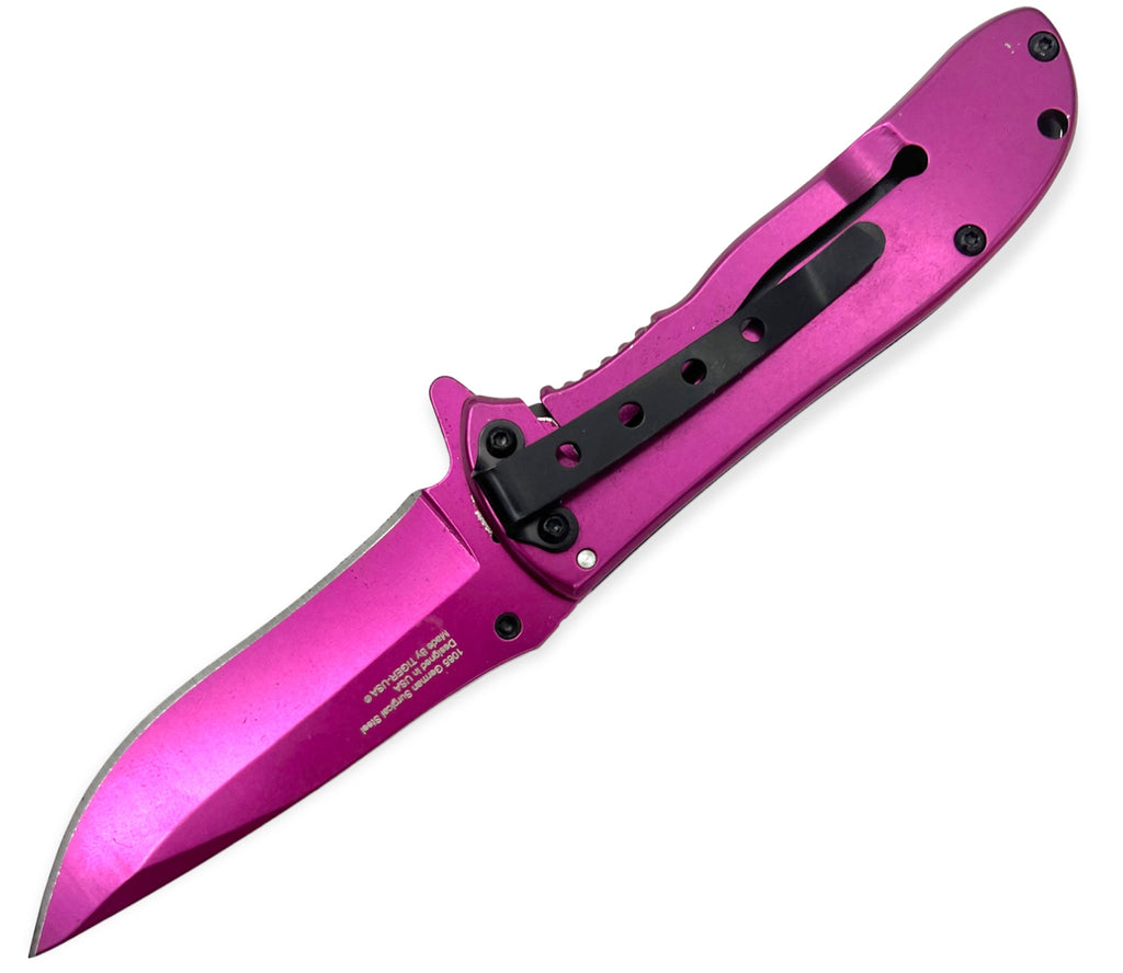 Spring Assisted Folding Knife - Pink