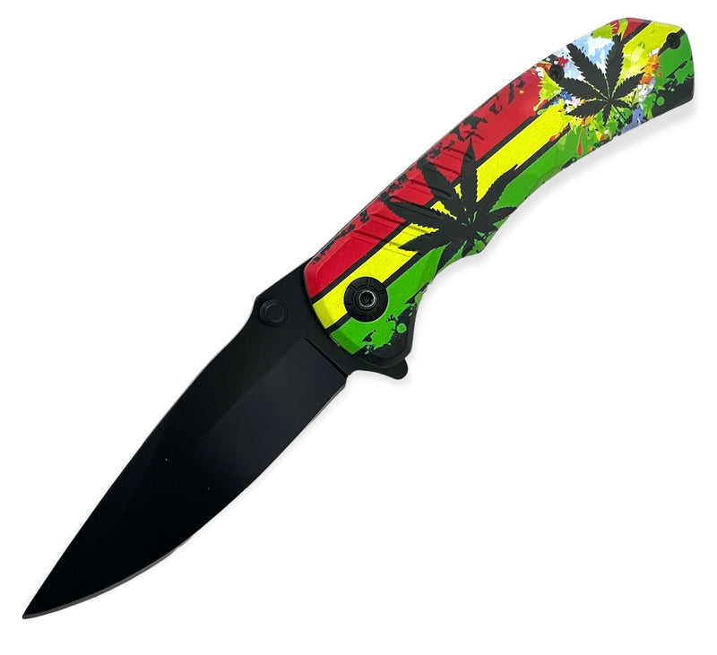 Tiger-USA Spring Assisted Knife - Rasta Plant 2