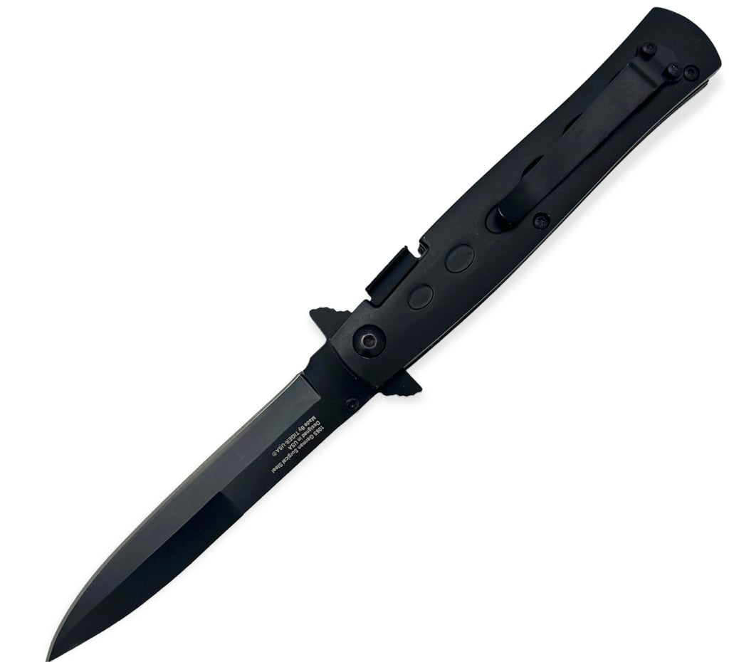 8.5 Inch stiletto style Milano Spring Action Knife - Black