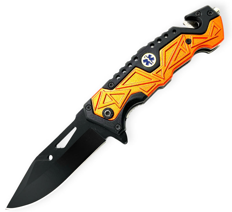 Tiger-USA Spring Assisted Drop Point ORANGE