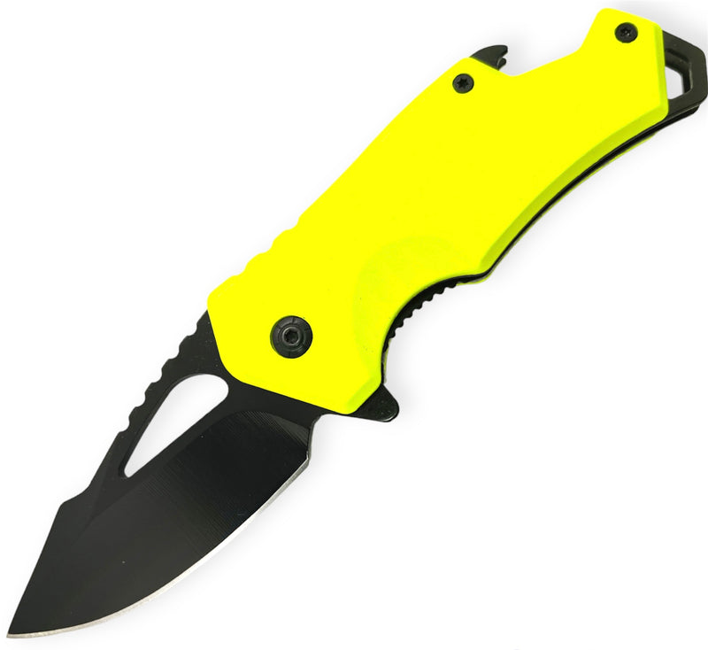 DROP POINT YELLOW HANDLE FOLDING  With  BEER BOTTLE OPENER