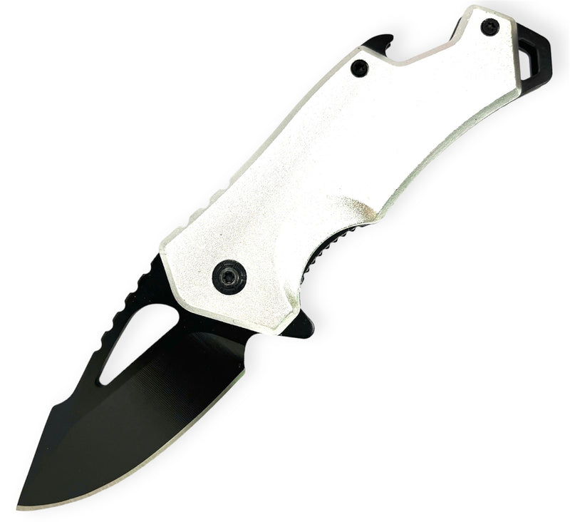 DROP POINT WHITE   FOLDING  With  BEER BOTTLE OPENER