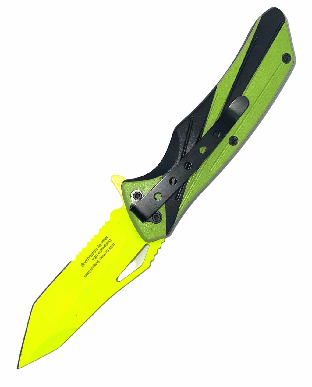 Tiger USA Spring Assisted Knife  Green and BlackTanto