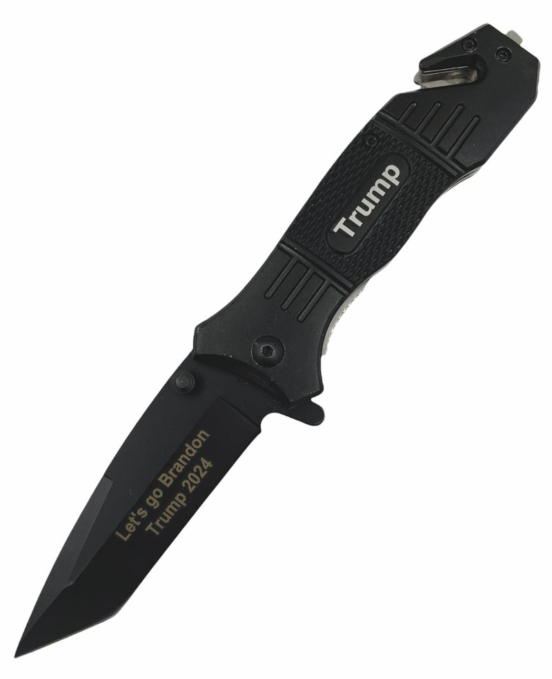 Black Action Liner Lock Tanto Blade Knife ( lets go brandon) trump 2024