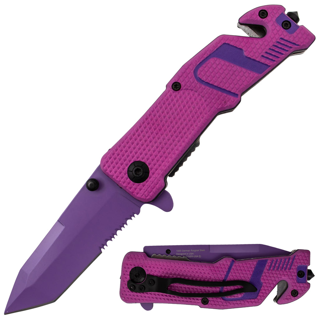 Tiger USA Sneakerhead Spring Action Knife Tanto Pink Purple