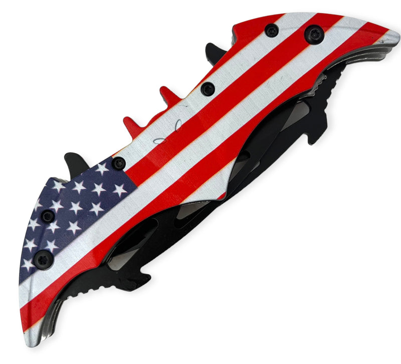 Tiger USA Dual Blade Spring Action Knife American Flag