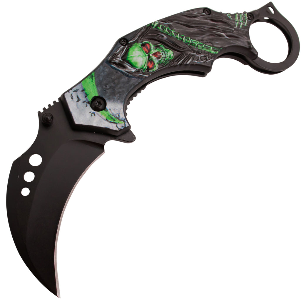 Tiger USA Spring Action Knife Karambit Reaper Green