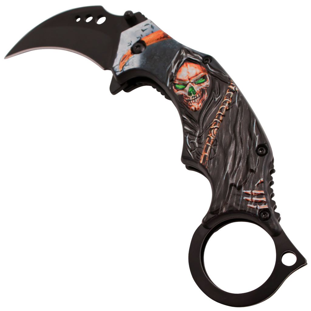 Tiger USA Spring Action Knife Karambit Reaper Orange