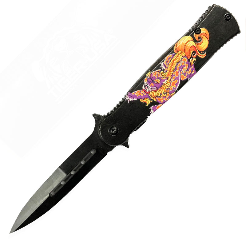 Tiger-USA Spring Assisted Knife - YOTD Purple (Year of the Dragon)