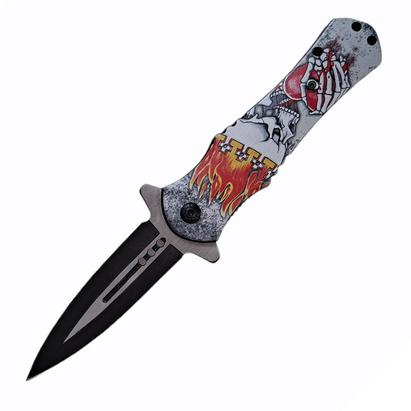 Tiger-USA Spring Assisted Knife - Take a Heart (Grey)