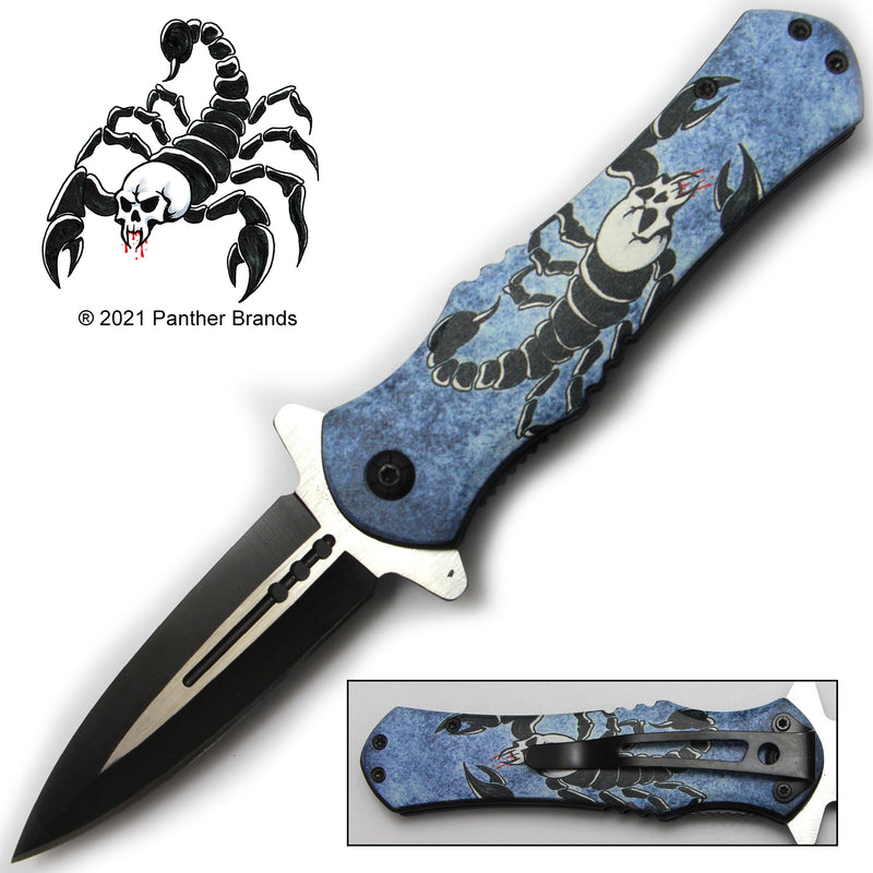 Tiger-USA Spring Assisted Knife - Blue Scorpion