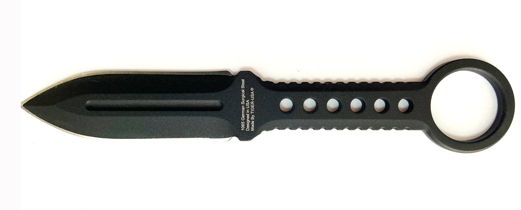 All Black Double Edge Boot Knife W clip Lux