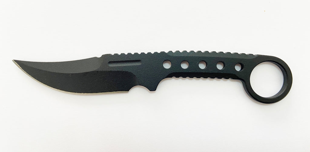 Tactical Tiger-USA® Boot Knife BLACK Single Edged Full Tang Knife W clip LUX