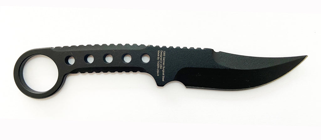 Tactical Tiger-USA® Boot Knife BLACK Single Edged Full Tang Knife W clip LUX