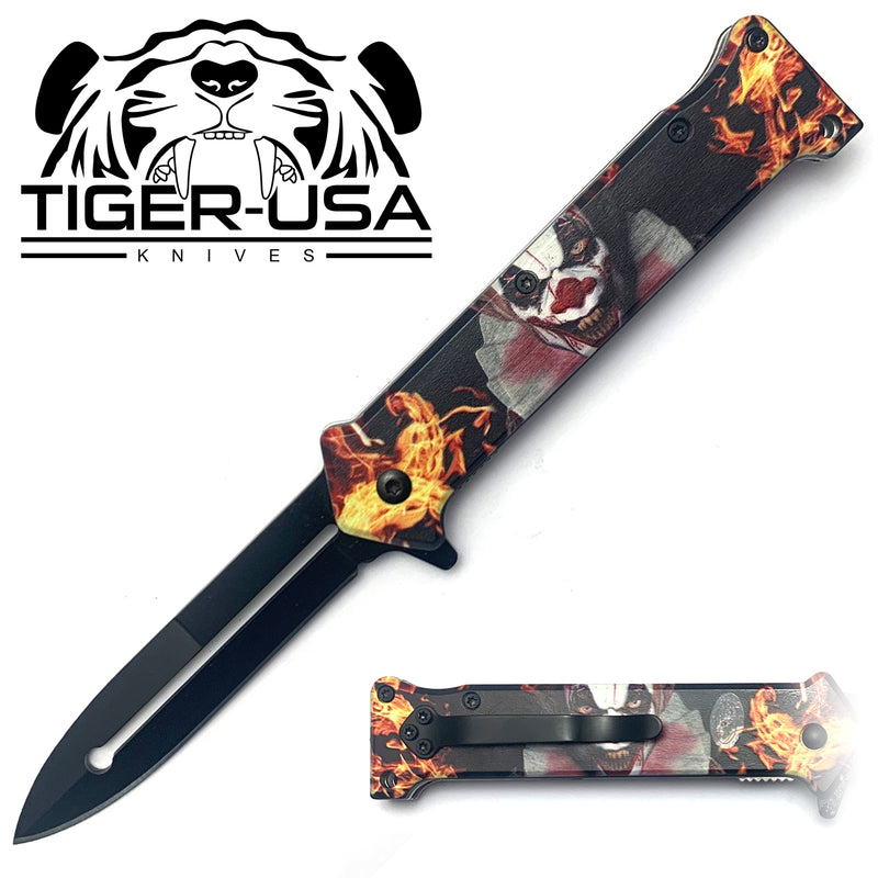 Tiger-USA Spring Assisted Knife - Death Clown Joker 7