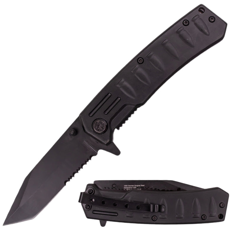 Bullet Time 8 Inch Super Spring Assisted Knife - Black