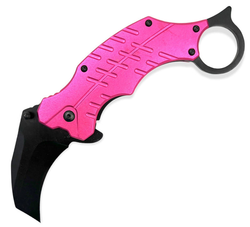 Tiger-USA® Folding Knife Karambit Style  HOT PINK