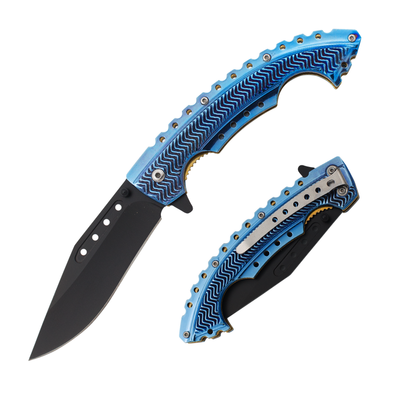 Blue Strike Trigger Action Knife, , Panther Trading Company- Panther Wholesale